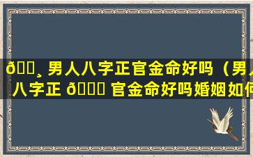 🕸 男人八字正官金命好吗（男人八字正 🐘 官金命好吗婚姻如何）